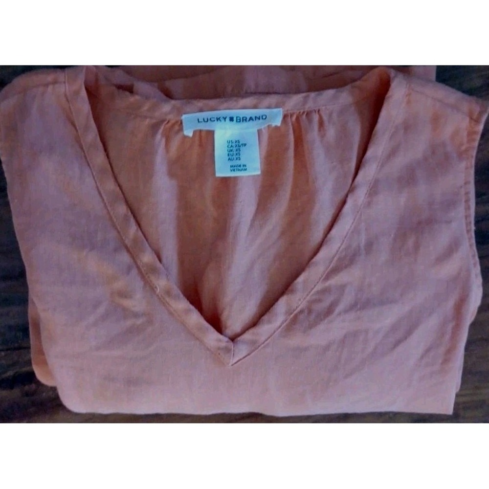 Lucky Brand Womens XS Orange Boho Sleeveless V Neck Tiered Sundress‎ Size XS - Picture 6 of 11